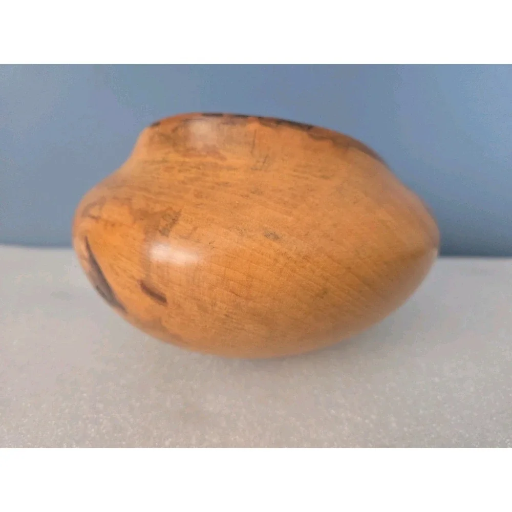 Hand‎ Turned Spalted Maple Wood Bowl Signed